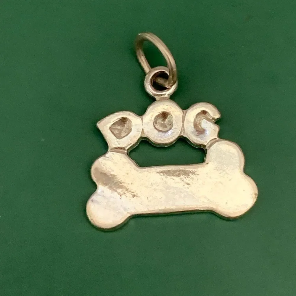 .925 Word Dog with Bone Sterling Silver Jewelry Charm #pets #sayings